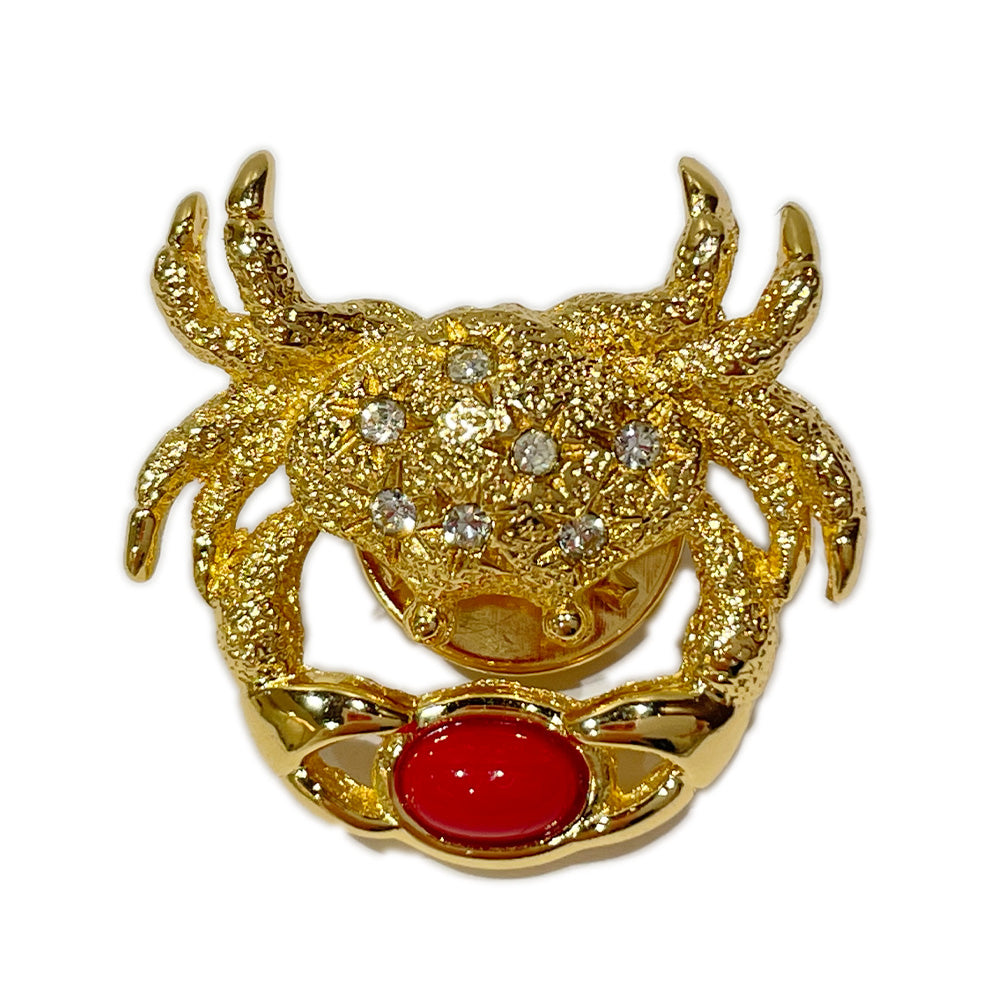 Christian Dior Crab Motif Colored Stone Pin Vintage Brooch GP/Rhinestone Women's [Used AB] 20231226
