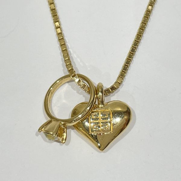 GIVENCHY 4G Logo Heart Ring Charm Vintage Necklace GP Women's [Used B] 20231226