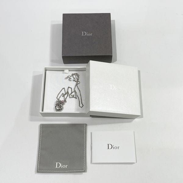 中古AB/使用感小】Christian Dior クリスチャンディオール ヴィンテージ ロゴ ハート カラーストーン メタル レディース  ネックレス20444102