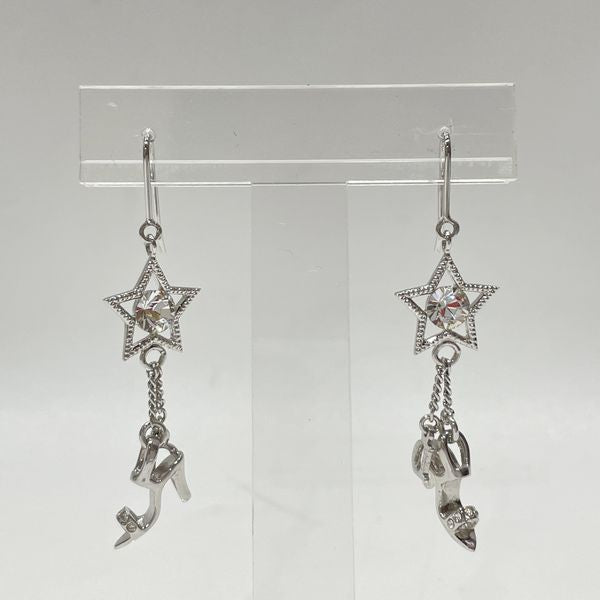 Christian Dior D Logo Star Heel Chain Hook Vintage Earrings Metal/Rhinestone Women's [Used A] 20231217
