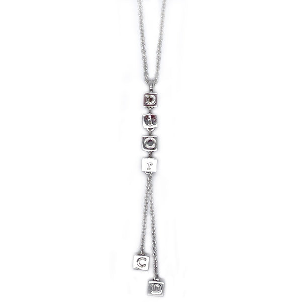 Christian Dior Logo Cube Swing Necklace Metal/Rhinestone Women's [Used AB] 20231217