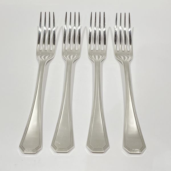 Christofle Table Fork Set of 4 American 20.5cm Chess Knight Goldsmith Engraved Cutlery Metal Unisex [Used AB] 20240126