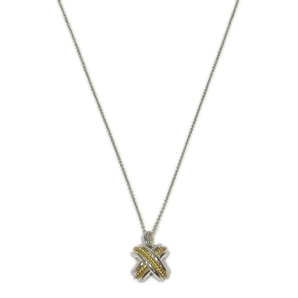 TIFFANY&amp;Co. Signature Cross Combination Necklace Silver 925/K18 Yellow Gold Women's [Used AB] 20231228