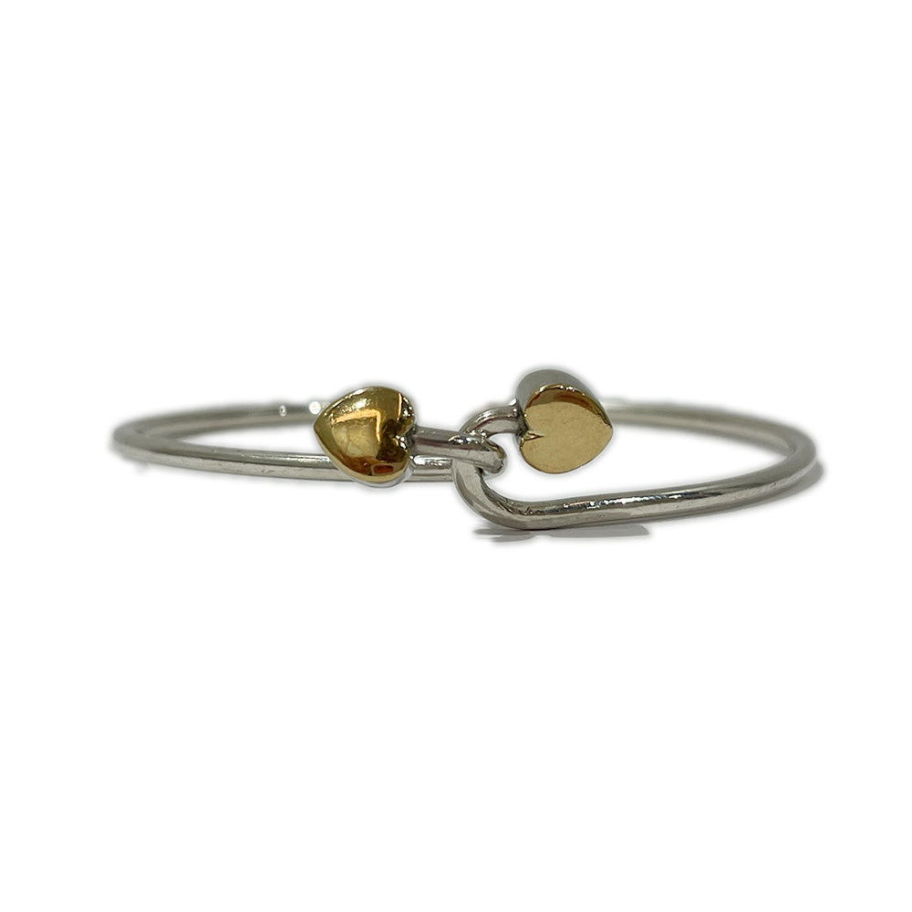 TIFFANY&amp;Co. Solid Double Heart Bangle Silver 925/K18 Yellow Gold [Used B] 20231222