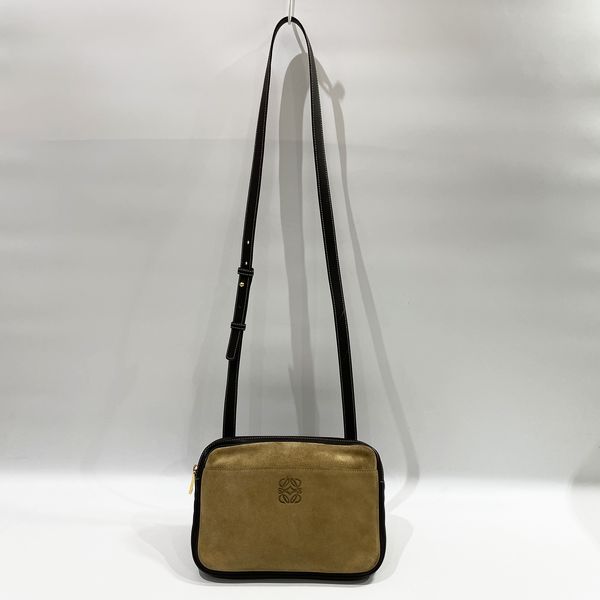 LOEWE(ロエベ) アナグラム 斜め掛け ヴィンテージ ショルダーバッグ スウェード/レザー レディース【中古B】20231216