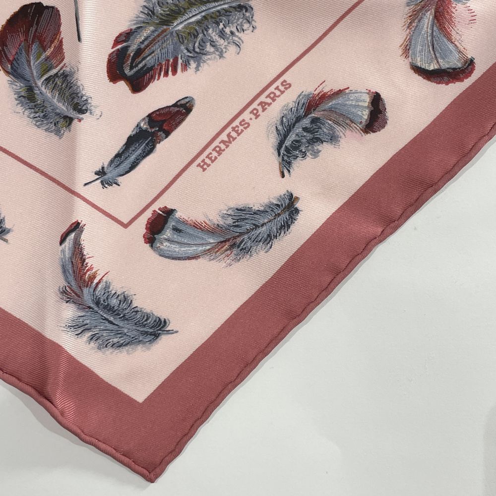 HERMES Scarf Pointe Triangle PLUMES par Henride Linares Feather Silk Unisex [Used AB]