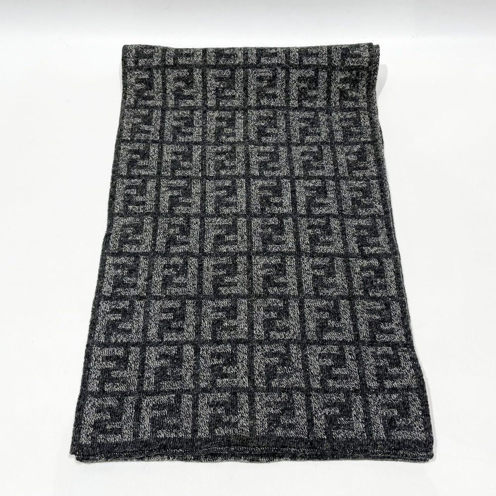 FENDI Zucca FF pattern logo stole scarf 182cm x 29cm wool unisex [Used AB]