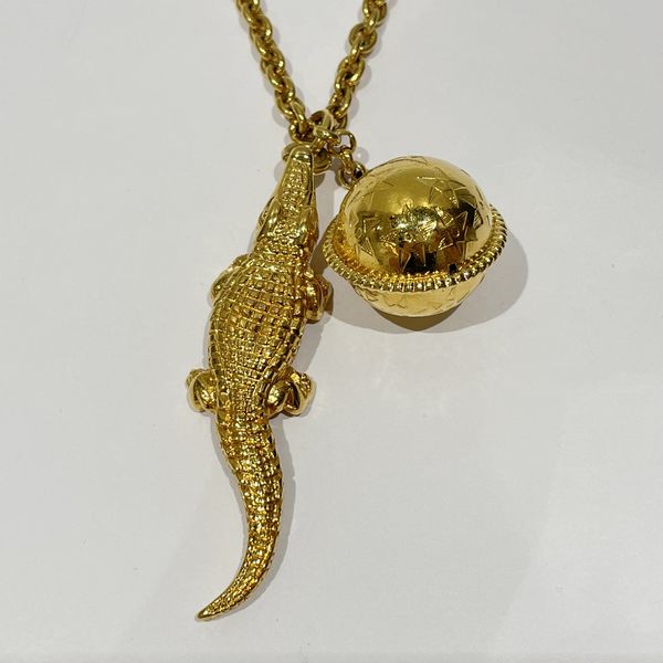 CELINE Crocodile Motif Star Ball Long Vintage Necklace GP Women's [Used AB] 20231226