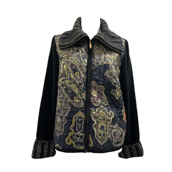 LEONARD Cardigan Size LL Knit Quilted Floral Pattern Paisley Light Outerwear Silk/Wool/Nylon Others [Used AB]