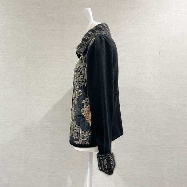 LEONARD Cardigan Size LL Knit Quilted Floral Pattern Paisley Light Outerwear Silk/Wool/Nylon Others [Used AB]