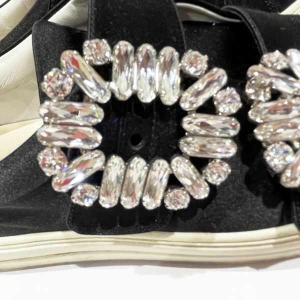 Roger Vivier Sneakers Strass Double Buckle Size 37 (approx. 24.0cm) Satin Shoes Satin/Rubber/Strass Others Women's [Used B] 20231216