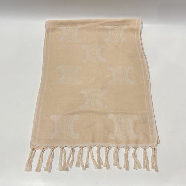 CELINE Triomphe Macadam Fringe Stole Cotton/Silk Women's [Used AB] 20231217