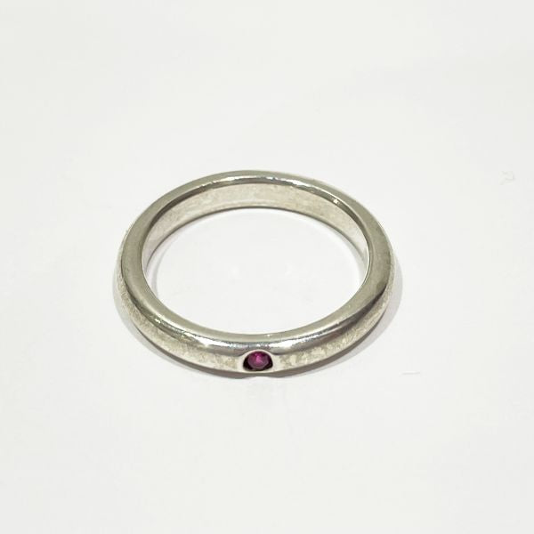TIFFANY&amp;Co. Elsa Peretti Stacking Band Ruby No. 8 Ring Silver 925 Women's [Used B] 20231219