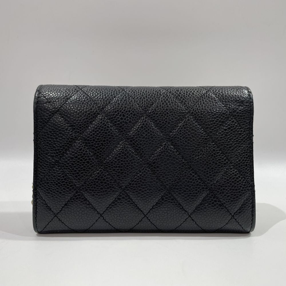 CHANEL Matelasse Cocomark Mini Bifold Chain Wallet Long Wallet Caviar Skin Women's [Used B] 20240105