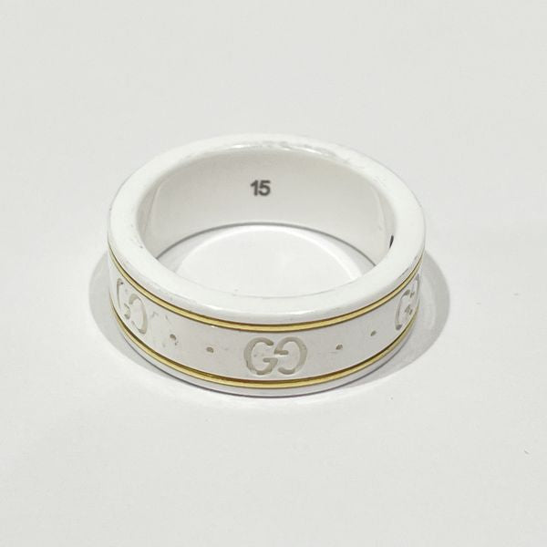 GUCCI Icon 15 No. 14 Ring K18 Yellow Gold/White Ceramic Women's [Used AB] 20240123