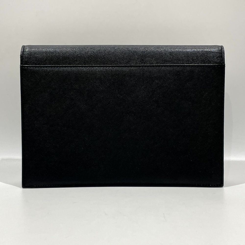 YVES SAINT LAURENT YSL Logo Square Old Vintage Clutch Bag Leather Women's [Used AB] 20231223