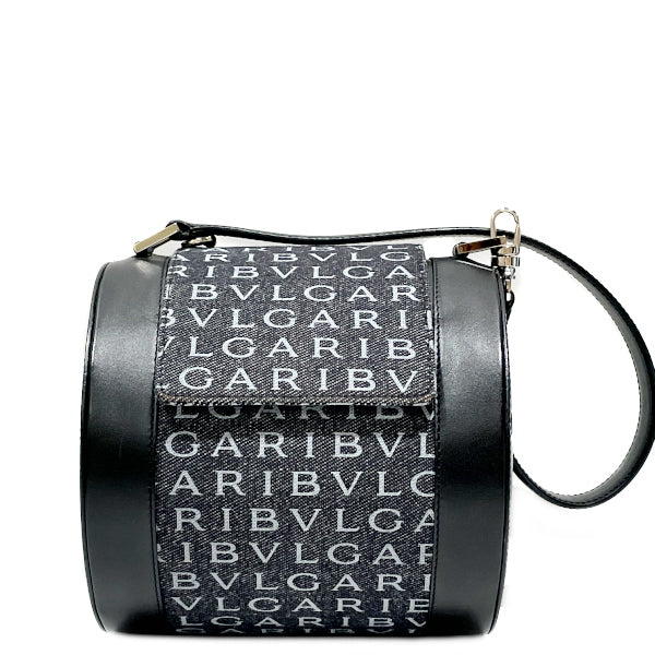 BVLGARI B-ZERO1 Logomania Cylindrical Drum Shoulder Bag Denim/Leather Women's [Used AB] 20231223