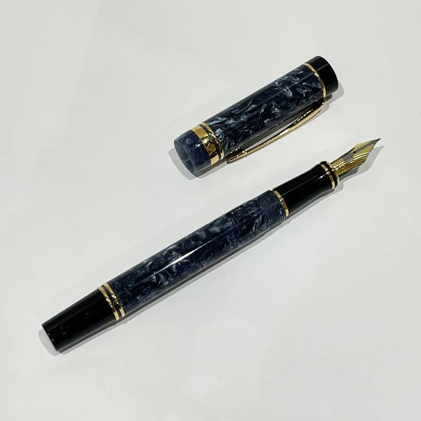 中古AB/使用感小】PARKER パーカー 万年筆 FP デュオフォールド インターナショナル マーブルブルー 字幅XF ペン先18K 750  MADE IN U.K. ユニセックス 万年筆20446405