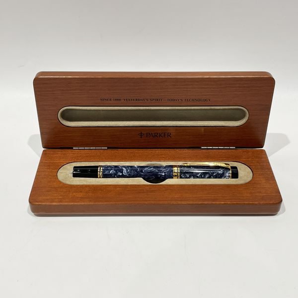 PARKER 钢笔 FP Duofold International 大理石蓝色字符宽度 XF 笔尖 18K 750 英国制造钢笔树脂/金属 [二手 AB] 20240117