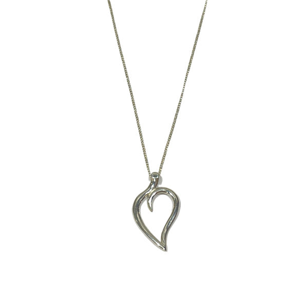 TIFFANY&amp;Co. Open Leaf Heart Necklace Silver 925 Women's [Used AB] 20240120