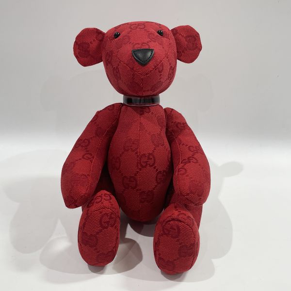 GUCCI Teddy Bear Bear Figurine Interior Stuffed Toy GG Canvas/Leather Women's [Used B] 20231223