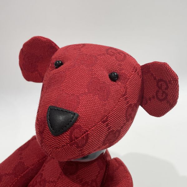 GUCCI Teddy Bear Bear Figurine Interior Stuffed Toy GG Canvas/Leather Women's [Used B] 20231223