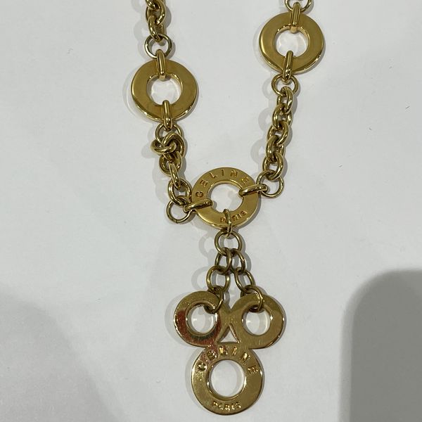 CELINE Circle Logo Chain Vintage Necklace GP Women's [Used B] 20240116