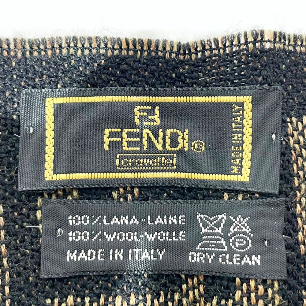 FENDI Zucca Fringe Muffler Wool Unisex [Used AB] 20231223