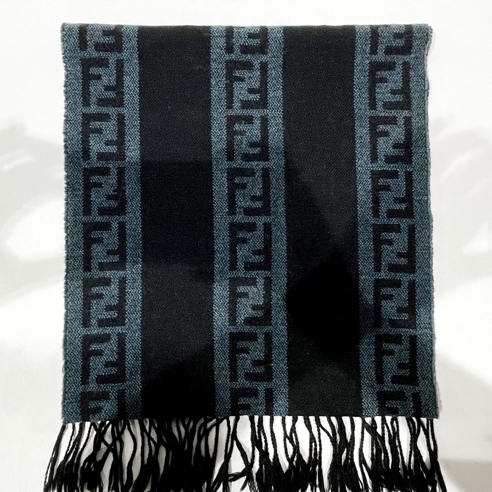 FENDI Zucca Fringe Muffler Wool Unisex [Used B] 20231223