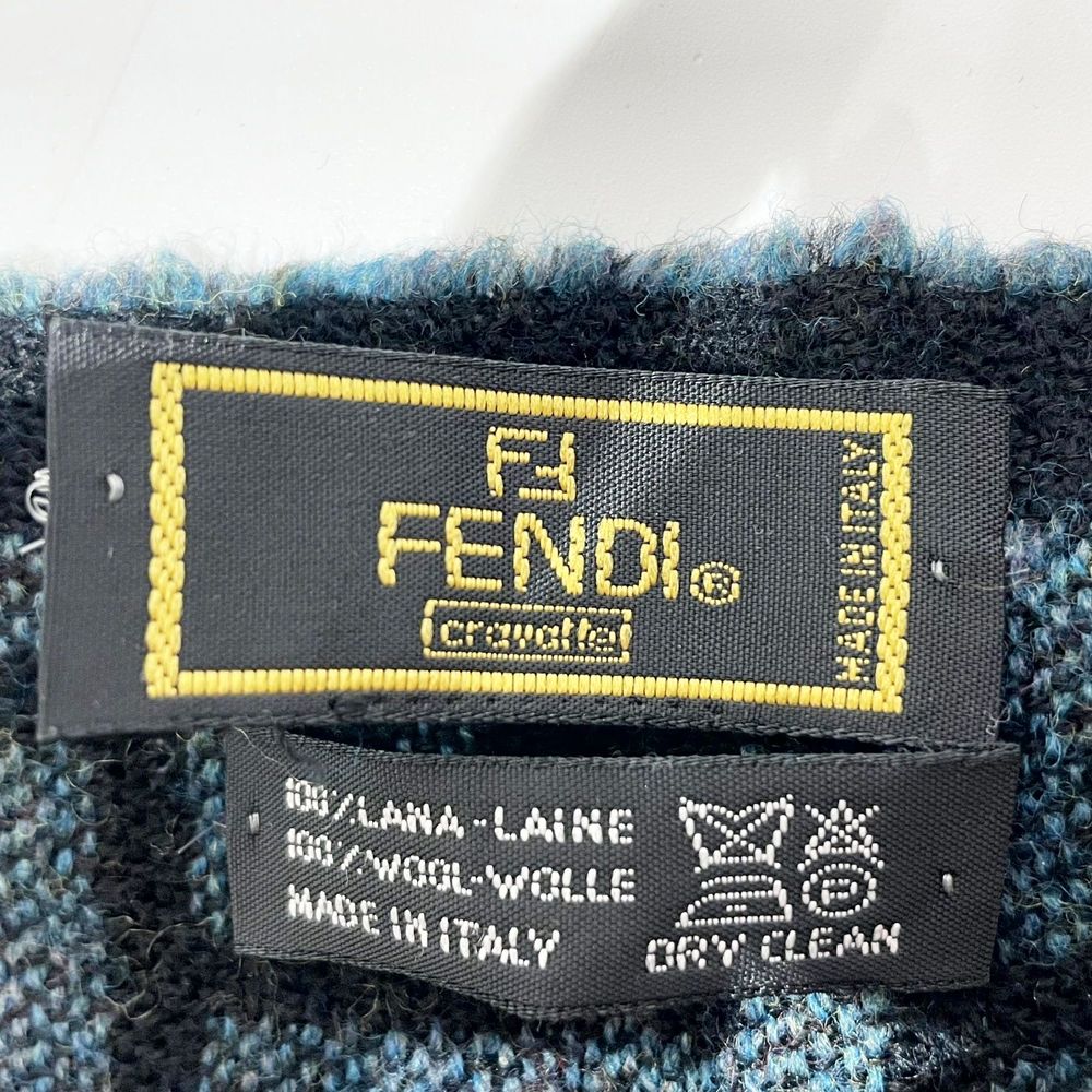 FENDI Zucca Fringe Muffler Wool Unisex [Used B] 20231223
