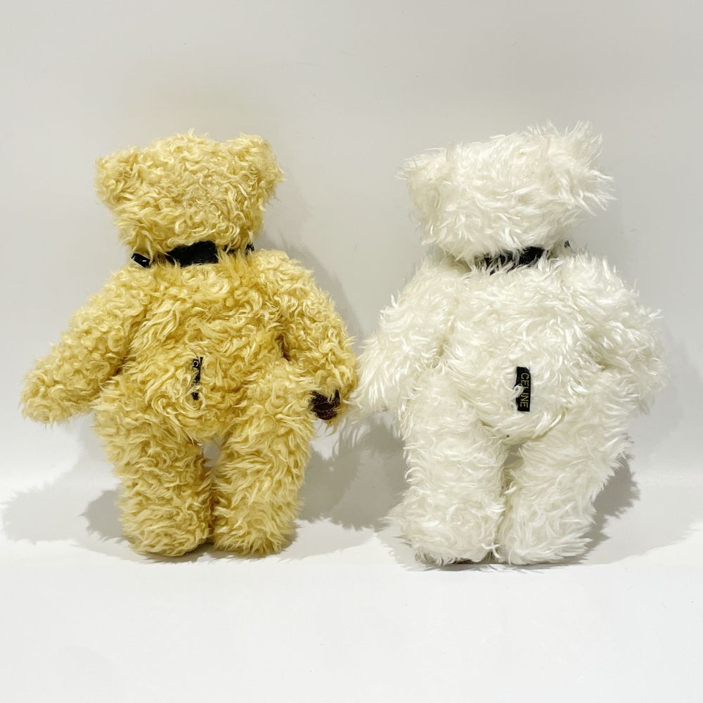 CELINE Teddy Bear Twins Approx. 22.5cm Nova Check Ribbon Vintage Bear 2 Piece Set Stuffed Toy Unisex [Used AB]