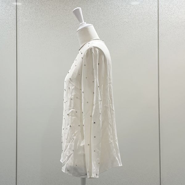 MIUMIU Size 38 Bijou Off-White Blouse Silk/Glass/Metal Women's [Used B] 20240205