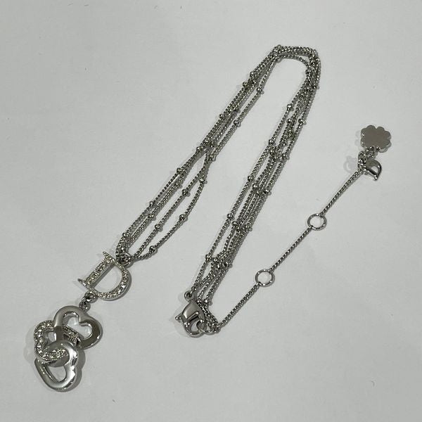Christian Dior D 徽标心形 2 排复古项链金属/水钻女士 [二手 A] 20240116