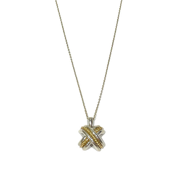 TIFFANY&amp;Co. Signature Cross Combination Necklace Silver 925/K18 Yellow Gold Women's [Used AB] 20240120