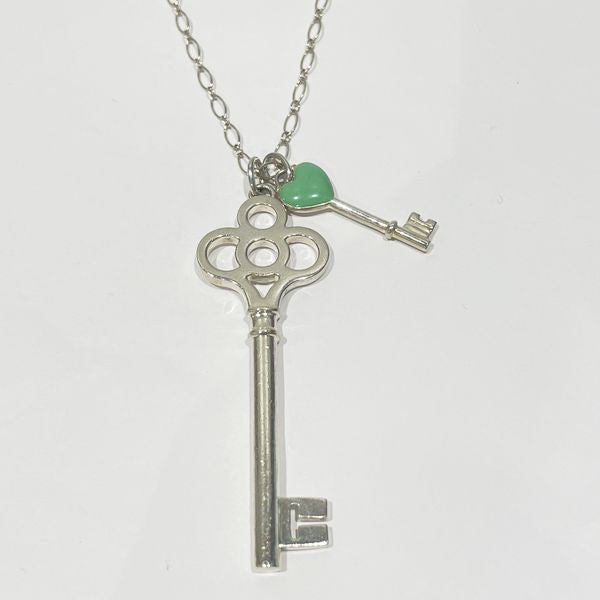 TIFFANY&amp;Co. Crown Key Long Heart Key Charm Necklace 925 Silver Women's [Used B] 20240120