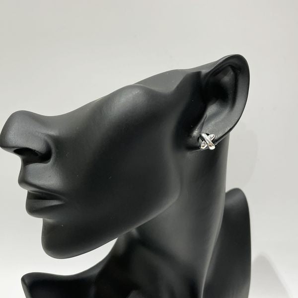 TIFFANY&amp;Co. Cross Stitch Stud Earrings Silver 925 Women's [Used AB] 20240120