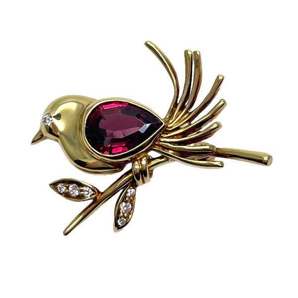 TIFFANY&amp;Co. Bird Garnet Vintage Brooch K18 Yellow Gold/Diamond Women's [Used B] 20240109