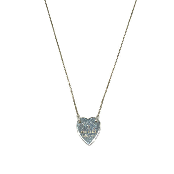GUCCI Trademark Heart Plate Logo Necklace Silver 925 Women's [Used B] 20240123