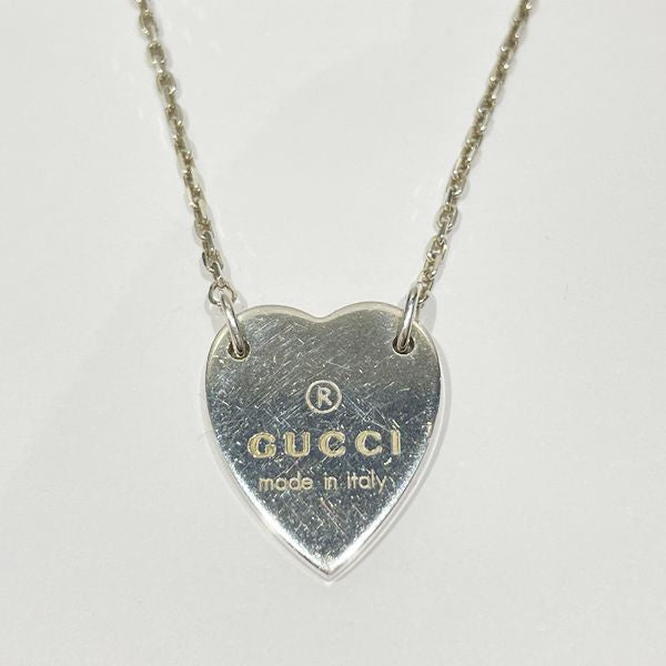 GUCCI Trademark Heart Plate Logo Necklace Silver 925 Women's [Used B] 20240123