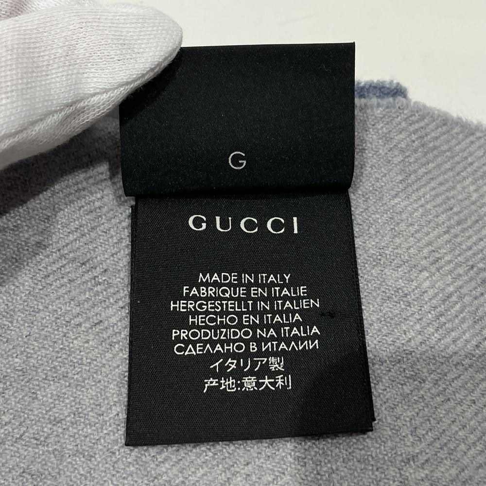 GUCCI GG 图案条纹流苏 387570 围巾羊毛 男士 [二手 B] 20240114