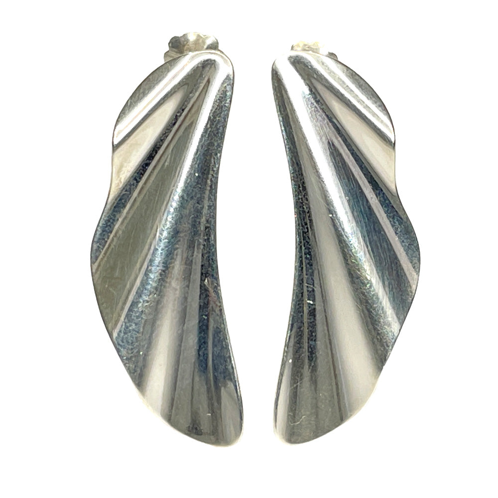 TIFFANY&amp;Co. Elsa Peretti Feather Motif Earrings Silver 925 Women's [Used AB] 20240220