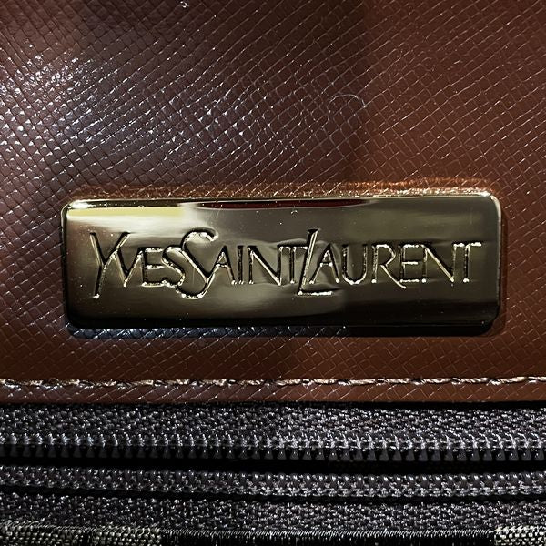 YVES SAINT LAURENT Logo Plate Top Handle Vintage Handbag Leather Women's [Used B] 20240121