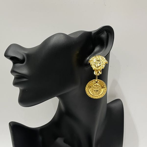 Gianni Versace Medusa Swing Round Vintage Earrings GP Women's [Used AB] 20240116