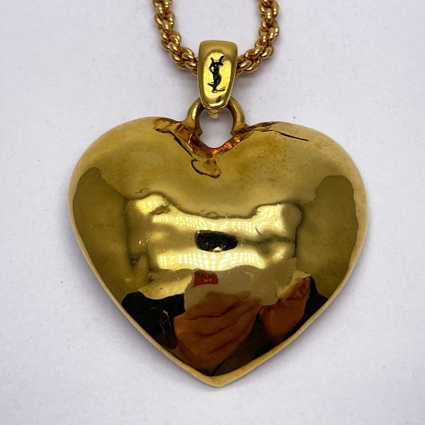 YVES SAINT LAURENT Heart Vintage Necklace GP Women's [Used AB] 20240112