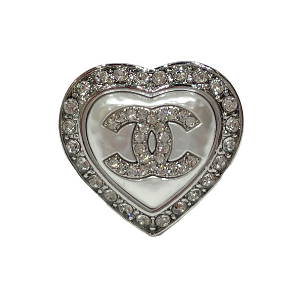 CHANEL Coco Mark Heart B23B Ring Metal/Rhinestone Women's [Used AB] 20240119