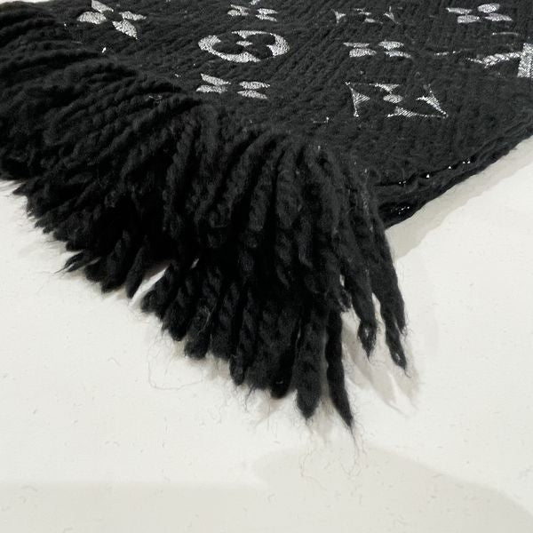 LOUIS VUITTON Escharp Logomania Shine Monogram Fringe M75833 Muffler Wool/Silk/Polyester Women's [Used B] 20240120
