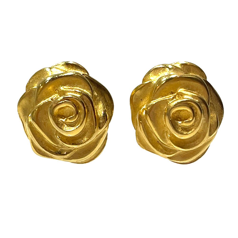 GIVENCHY Flower Motif Rose Vintage Earrings GP Women's [Used B] 20240225