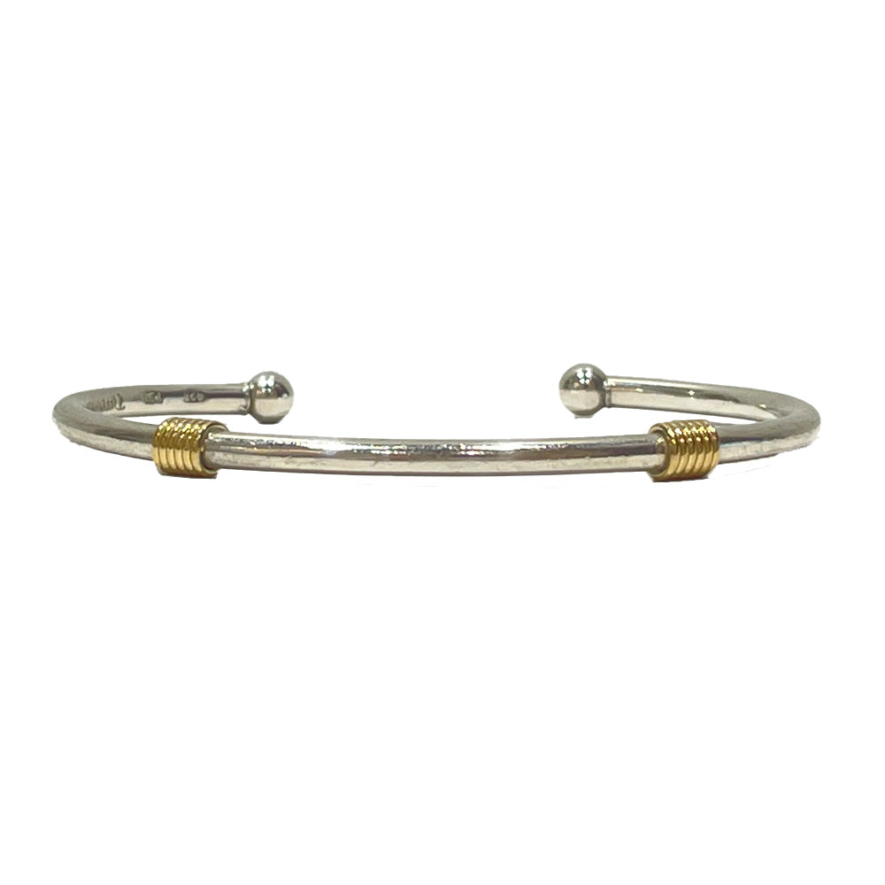 TIFFANY&amp;Co. Bandwidth 2 wire double coil cuff bangle K18 yellow gold/silver 925 women's [Used B] 20240206