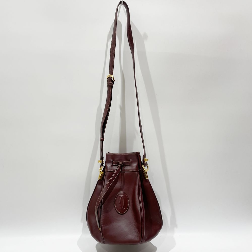 CARTIER Mastline Vintage Drawstring Crossbody Shoulder Bag Leather Women's [Used B] 20240127