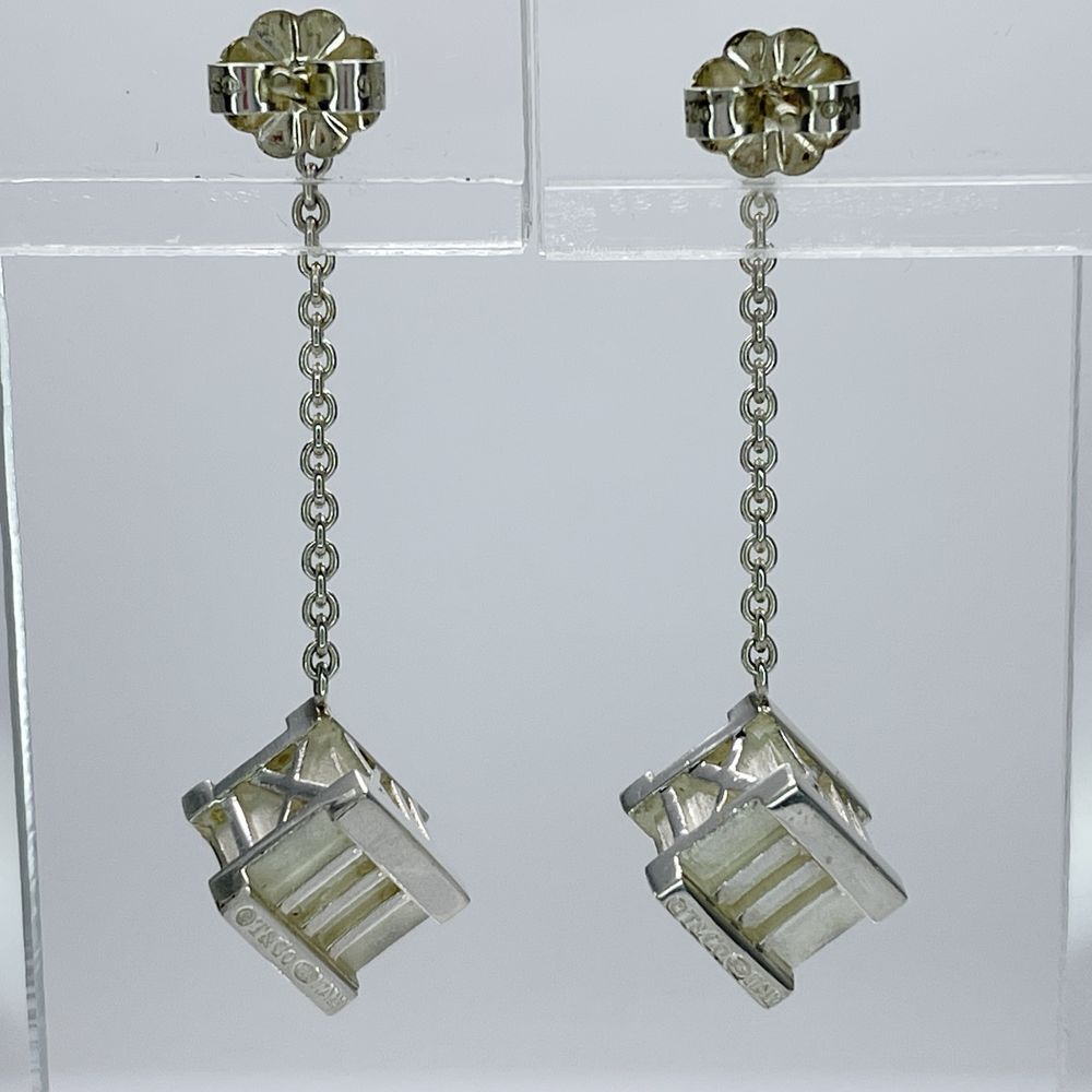 TIFFANY&amp;Co. Atlas Cube Drop Earrings Silver 925 Women's [Used AB] 20240312